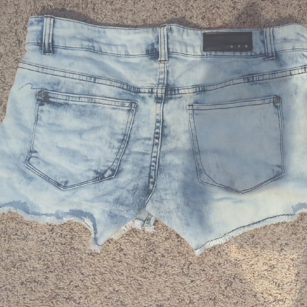 Distressed Light Blue Denim Shorts - Picture 4 of 6
